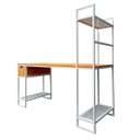 Ver imagem 5 de Conjunto para Escritório Industrial Escrivaninha e Estante Lateral Ferro Branco e Madeira Cor Canela