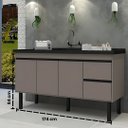 Ver imagem 6 de Gabinete de Cozinha 2 Gaveta 3 Portas 100% MDF Balcão 174cm:Cinza