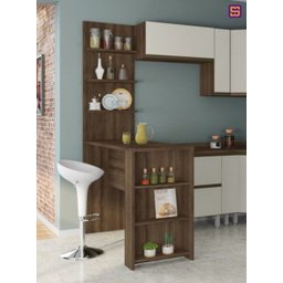 Bancada Gourmet Jade Nogueira Dourado 1,50M com Painel - Linha Suprema Luciane - 2
