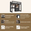 Ver imagem 6 de Cama Alta Infantil Juvenil 2 Portas com Escrivaninha Multifuncional Zwork Yescasa Cinza/Grafite/Nogal