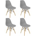 Ver imagem 3 de Kit 4 Cadeiras Charles Eames Eiffel Wood Design - Cinza