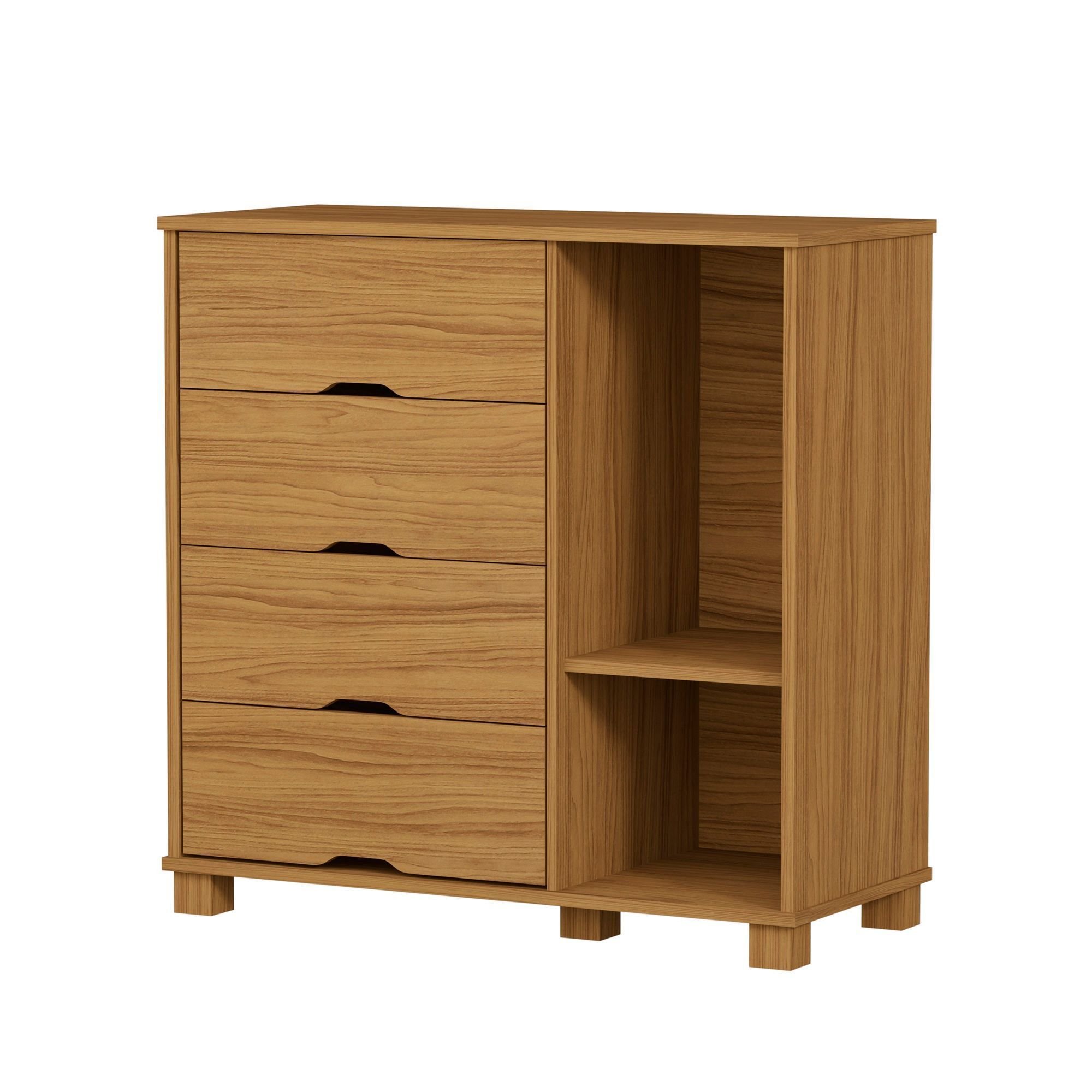 Kit Cama Solteiro para Quarto Mdf com Cômoda 4 Gavetas 1 Porta Sapateira Bela Design Moderno:nature - 6