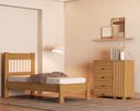 Ver imagem 1 de Kit Cama Solteiro + Cômoda 4 Gavetas 1 Porta Sapateira Bela Nature de Mdf Design Moderno Ripado