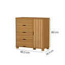 Ver imagem 3 de Kit Cama Solteiro + Cômoda 4 Gavetas 1 Porta Sapateira Bela Nature de Mdf Design Moderno Ripado