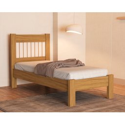 Kit Cama Solteiro para Quarto Mdf com Cômoda 4 Gavetas 1 Porta Sapateira Bela Design Moderno:nature - 2