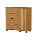 Ver imagem 5 de Kit Cama Solteiro + Cômoda 4 Gavetas 1 Porta Sapateira Bela Nature de Mdf Design Moderno Ripado