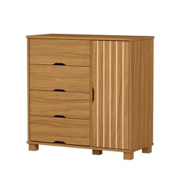 Kit Cama Solteiro para Quarto Mdf com Cômoda 4 Gavetas 1 Porta Sapateira Bela Design Moderno:nature - 4