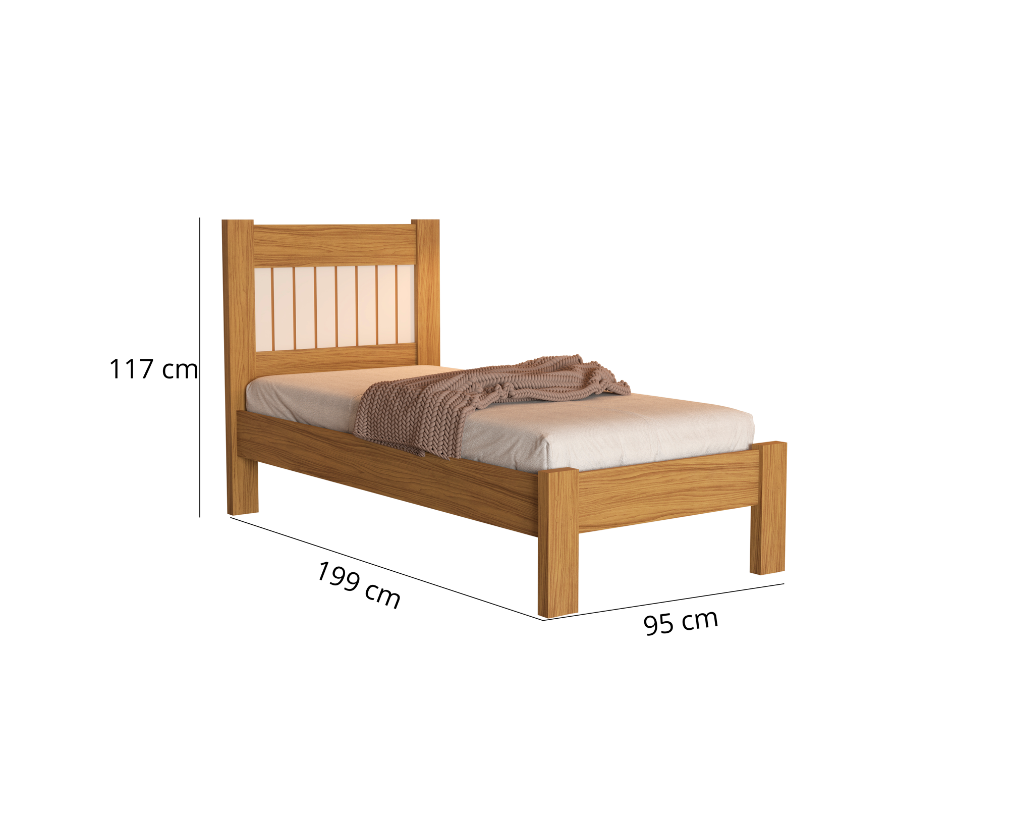 Kit Cama Solteiro para Quarto Mdf com Cômoda 4 Gavetas 1 Porta Sapateira Bela Design Moderno:nature - 8
