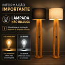 Ver imagem 4 de Luminária de Chão Piso Madeira Maciça Cúpula de Tecido Harmonia para Sala e Quarto:Offwhite