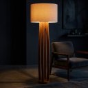 Ver imagem 5 de Luminária de Chão Piso Madeira Maciça Cúpula de Tecido Harmonia para Sala e Quarto:Offwhite