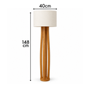 Ver imagem 3 de Luminária de Chão Piso Madeira Maciça Cúpula de Tecido Harmonia para Sala e Quarto:Offwhite