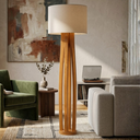 Ver imagem 6 de Luminária de Chão Piso Madeira Maciça Cúpula de Tecido Harmonia para Sala e Quarto:Offwhite