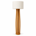 Ver imagem 7 de Luminária de Chão Piso Madeira Maciça Cúpula de Tecido Harmonia para Sala e Quarto:Offwhite