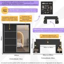 Ver imagem 3 de Guarda-roupas Casal e Cabeceira com 2 Mesas de Cabeceira e Espelhos Multimóveis Mp4328