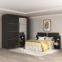 Ver imagem 1 de Guarda-roupas Casal e Cabeceira com 2 Mesas de Cabeceira e Espelhos Multimóveis Mp4328