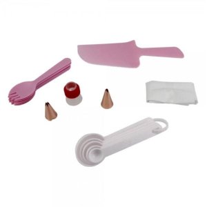 Kit Confeitaria 15 Peças Bicos, Espátula, Colheres Medidoras