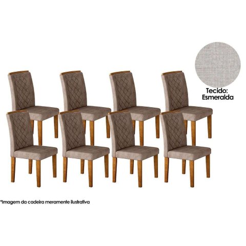 Conjunto: Mesa Sala Jantar Jade Kit 8 Un Imbuia/linho Esmeralda - Rufato