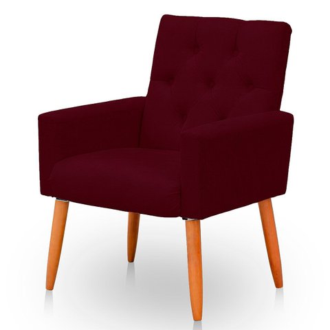 Poltrona para Sala Reforçada Confortável Íris Suede Bordo Ads Decor Poltrona Cadeira Sala Quarto Dec