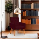 Ver imagem 2 de Poltrona para Sala Reforçada Confortável Íris Suede Bordo Ads Decor Poltrona Cadeira Sala Quarto Dec