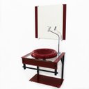 Ver imagem 2 de GABINETE DE VIDRO 45CM APX COM CUBA CHAPEU VERMELHO CEREJA