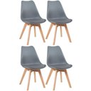 Ver imagem 1 de Kit 4 Cadeiras Com Assento Estofado Cinza Escuro