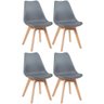 Kit 4 Cadeiras Com Assento Estofado Cinza Escuro - 1