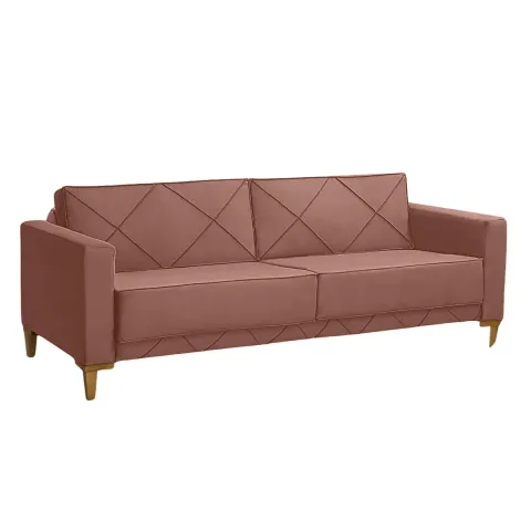 Sofá 3 Lugares Confortável Tucson Veludo Rose - Lojas Curitibanas
