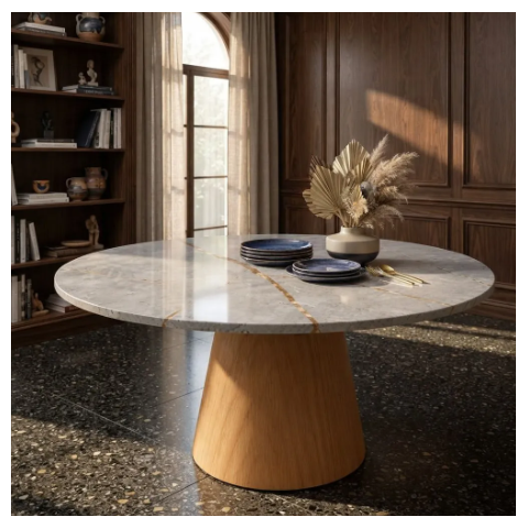 Mesa de Jantar Redonda 70cm em MDF Pietra Bronze