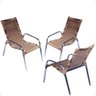Conjunto 3 Cadeiras Alumínio Área Externa Fortaleza Fibra Sintética Artesanal Cor:cappuccino - 1