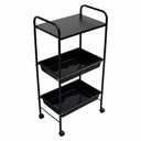 Ver imagem 1 de Mesa Carrinho Auxiliar com 2 Bandejas e 1 Prateleira - Linha Black para Barbearias - Bcmed