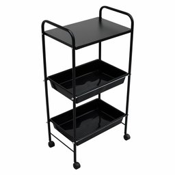 Mesa Carrinho Auxiliar com 2 Bandejas e 1 Prateleira - Linha Black Para Barbearias - BCMED - 1