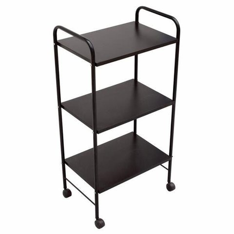 Mesa Carrinho Auxiliar com 3 Prateleiras - Linha Black para Barbearias - Bcmed