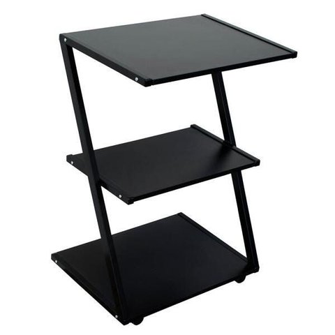 Mesa Auxiliar Carrinho Tipo Z com 3 Prateleiras - Linha Black para Barbearias - Bcmed