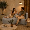 Ver imagem 2 de Sofá Divã Orgânico Charlotte Sala 180cm Bouclé Prata