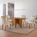 Ver imagem 1 de Mesa Evora 120 Mdf com 4 Cadeiras Melissa Veludo Creme-naturalle-naturalle