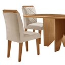 Ver imagem 2 de Mesa Evora 120 Mdf com 4 Cadeiras Melissa Veludo Creme-naturalle-naturalle