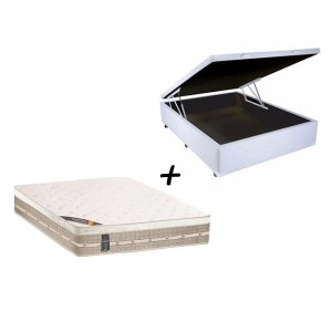 Colchão Casal Castor Castor Molas Premium Tecnopedic + Box Baú Sintético Branco138x188