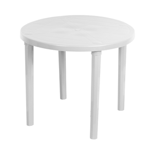 Mesa Redonda Plástica Piscina Praia Desmontável Branca Plasnew