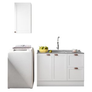 Cozinha Modulada Unna 2 Peças Aéreo 41cm e Balcão 120cm Branco sem Tampo - Poliman Móveis