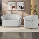 Ver imagem 2 de Kit Namoradeira 2 Lugares e Poltrona Decorativa Orgânica Perseu M03 Linho Cinza - Lyam Decor
