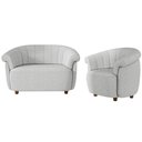 Ver imagem 1 de Kit Namoradeira 2 Lugares e Poltrona Decorativa Orgânica Perseu M03 Linho Cinza - Lyam Decor