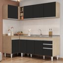 Ver imagem 2 de Armário de Cozinha Modulado de Canto Direito 4 Peças CP42 com Pia Inox Castanho/Preto - Lumil Lumil