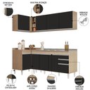 Ver imagem 3 de Armário de Cozinha Modulado de Canto Direito 4 Peças CP42 com Pia Inox Castanho/Preto - Lumil Lumil