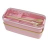 Pote Marmita 2 Divisorias Bpa Plastico Trabalho com Talheres:Rosa - 2