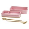 Pote Marmita 2 Divisorias Bpa Plastico Trabalho com Talheres:Rosa - 3