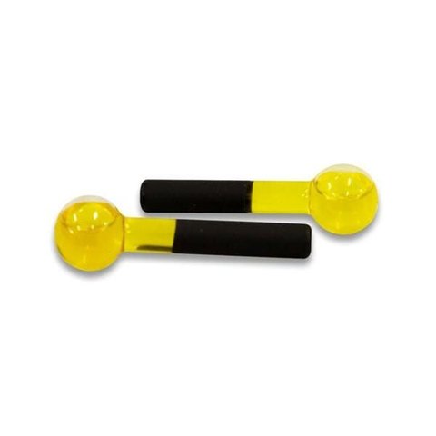 Esferas Grande de Vidro para Massagem Facial e Cromoterapia – Par - Bcmed-amarelo
