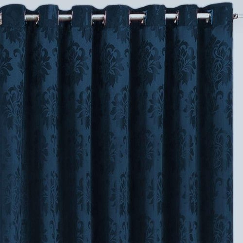 Cortina Jacquard 2,70x2,50 Para Varão Simples:Azul Marinho