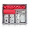 Kit Banheiro Tapete Antiderrapante Saboneteira Porta Escova:Vermelho - 1