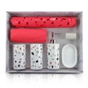 Ver imagem 1 de Kit Banheiro Tapete Antiderrapante Saboneteira Porta Escova:Vermelho