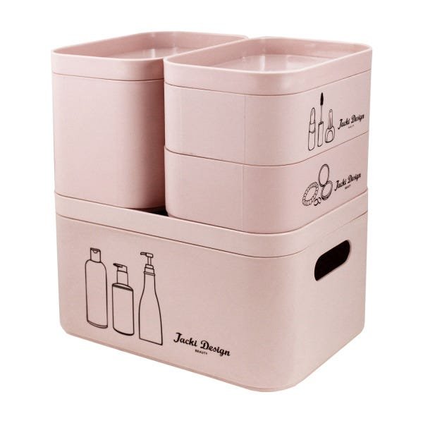 4 Caixas Organizador Multiuso Mesa Camarim Closet Prateleira:Rosa - 1